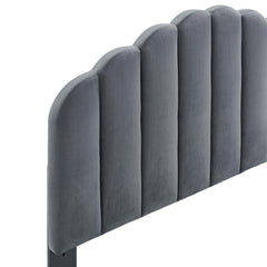 Veronique Charcoal Performance Velvet Twin Headboard - Ornate Home