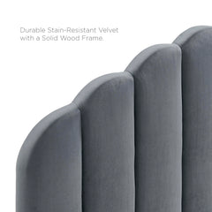 Veronique Charcoal Performance Velvet Twin Headboard - Ornate Home