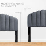Veronique Charcoal Performance Velvet Twin Headboard - Ornate Home