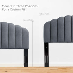 Veronique Charcoal Performance Velvet Twin Headboard - Ornate Home