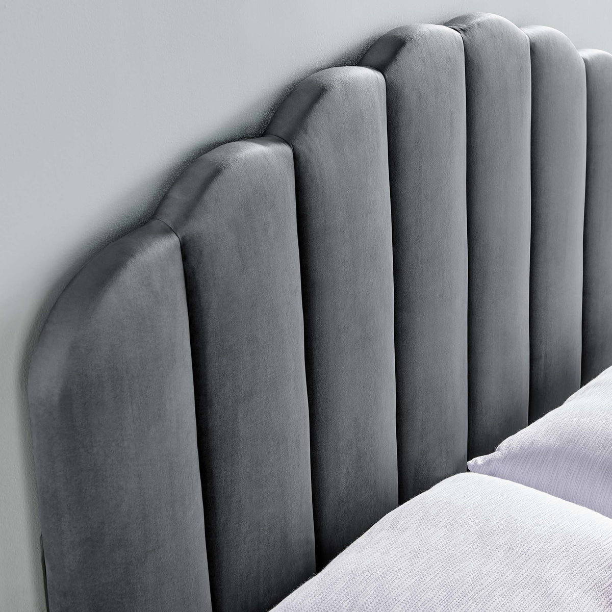 Veronique Charcoal Performance Velvet Twin Headboard - Ornate Home