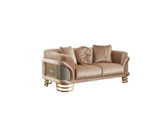 Versace Beige 3-pieces (Sofa & Loveseat & Chair) Living Room Set - Ornate Home