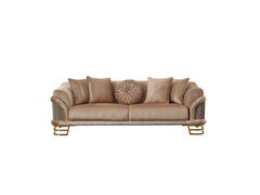 Versace Beige 3-pieces (Sofa & Loveseat & Chair) Living Room Set - Ornate Home