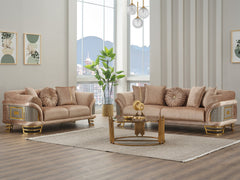 Versace Beige 3-pieces (Sofa & Loveseat & Chair) Living Room Set - Ornate Home