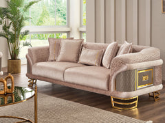 Versace Cream 3-pieces (Sofa & Loveseat & Chair) Living Room Set - Ornate Home