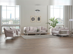 Versace Light Grey 3-pieces (Sofa & Loveseat & Chair) Living Room Set - Ornate Home