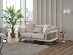 Versace Light Grey 3-pieces (Sofa & Loveseat & Chair) Living Room Set - Ornate Home