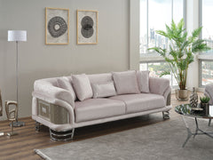 Versace Light Grey 3-pieces (Sofa & Loveseat & Chair) Living Room Set - Ornate Home