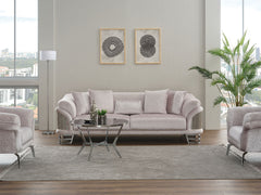 Versace Light Grey 3-pieces (Sofa & Loveseat & Chair) Living Room Set - Ornate Home
