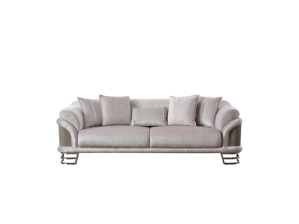 Versace Light Grey 3-pieces (Sofa & Loveseat & Chair) Living Room Set - Ornate Home