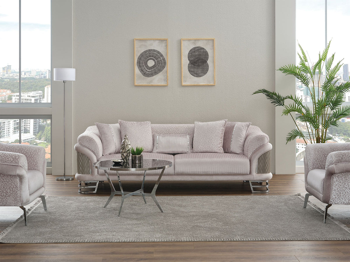 Versace Light Grey Stationary Sofa - Ornate Home