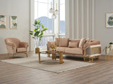 Versace Beige 3-pieces (Sofa & Loveseat & Chair) Living Room Set