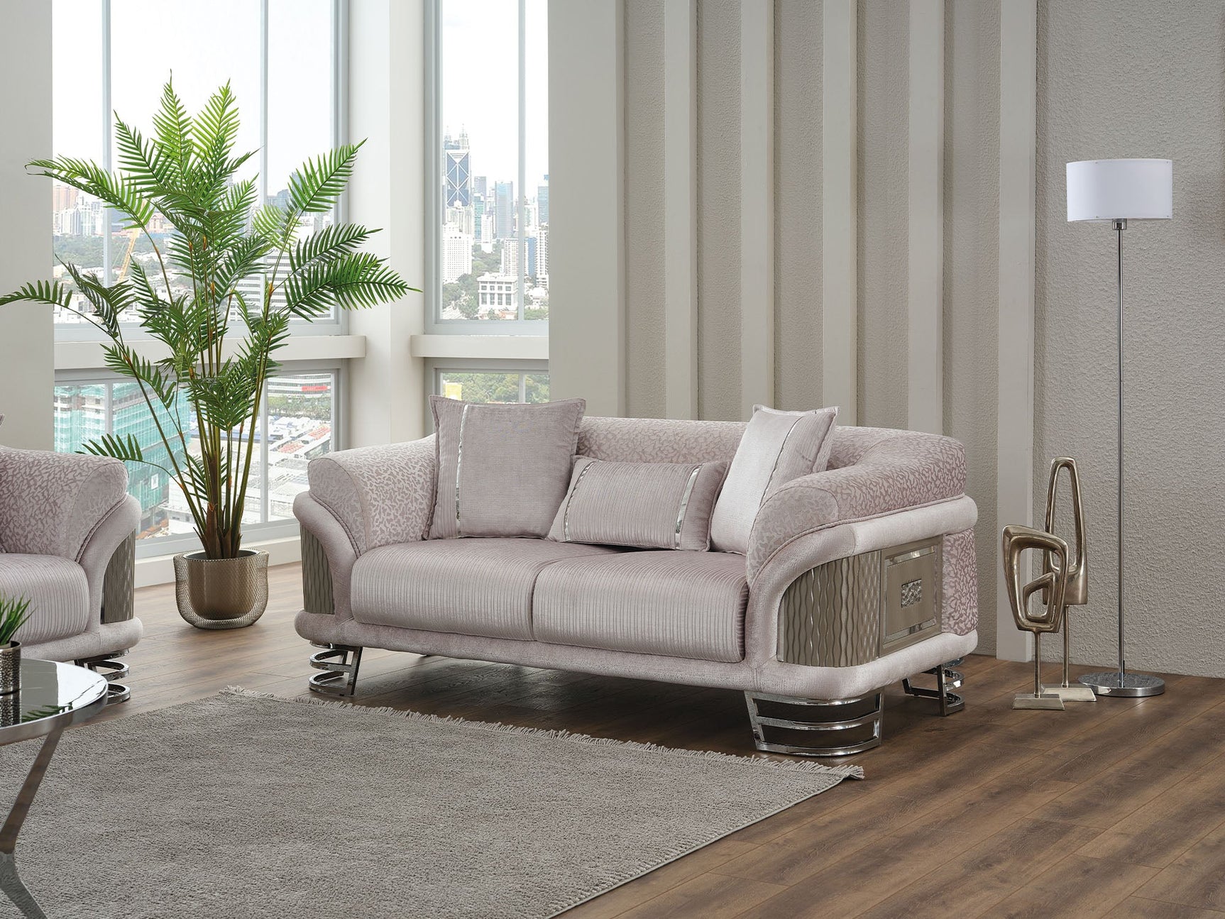Versace Light Grey 3-pieces (Sofa & Loveseat & Chair) Living Room Set