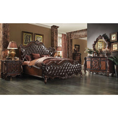 Versailles 2Tone Dark Brown PU & Cherry Oak California King Bed - Ornate Home