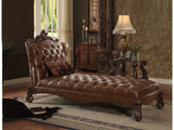 Versailles 2Tone Light Brown PU & Cherry Oak Chaise & Pillow - Ornate Home