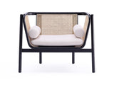 Versailles Accent Chair in Black, Natural Cane and Cream - Ornate Home