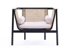 Versailles Accent Chair in Black, Natural Cane and Cream - Ornate Home