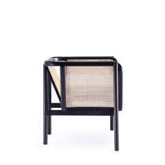 Versailles Accent Chair in Black, Natural Cane and Cream - Ornate Home