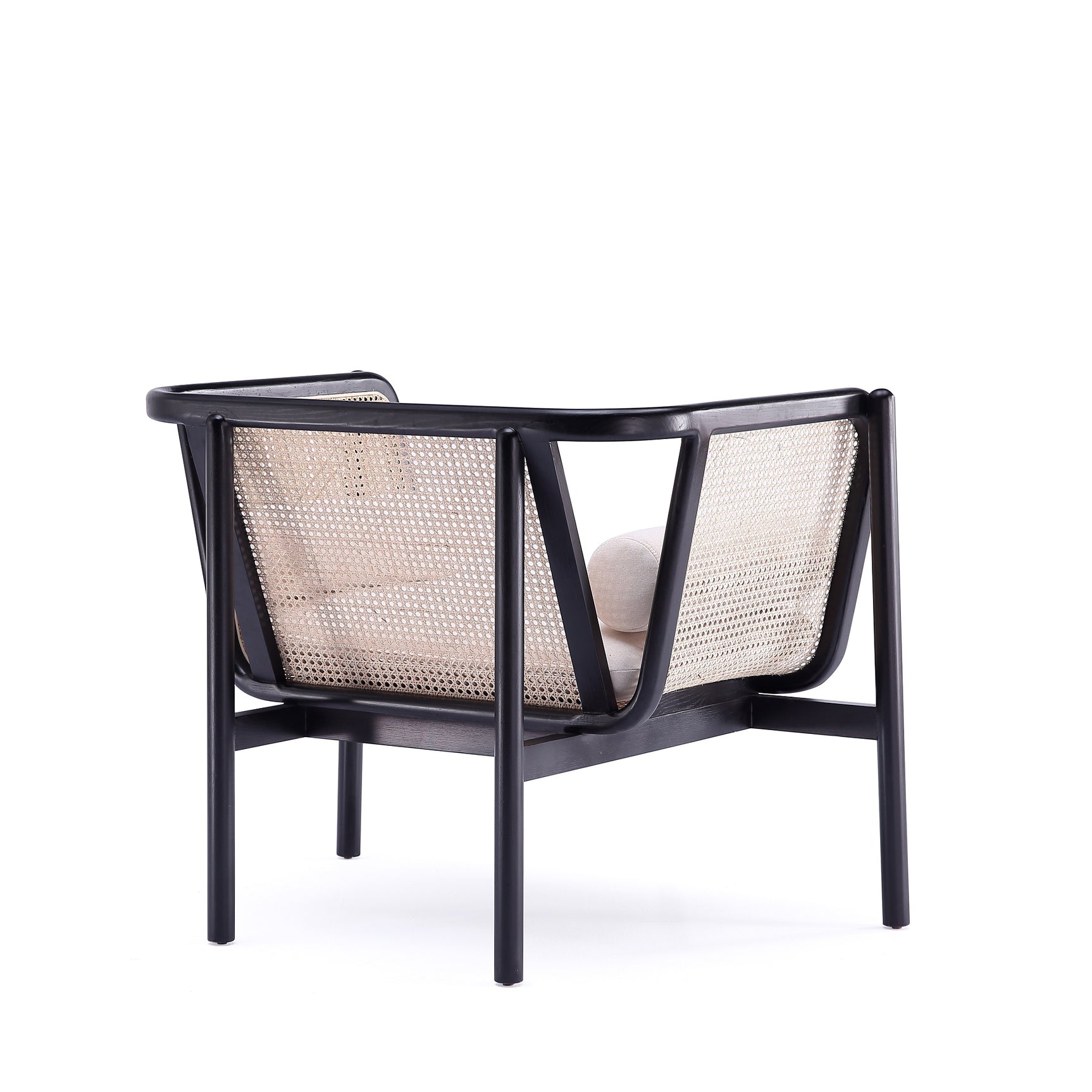Versailles Accent Chair in Black, Natural Cane and Cream - Ornate Home
