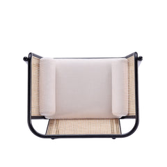Versailles Accent Chair in Black, Natural Cane and Cream - Ornate Home