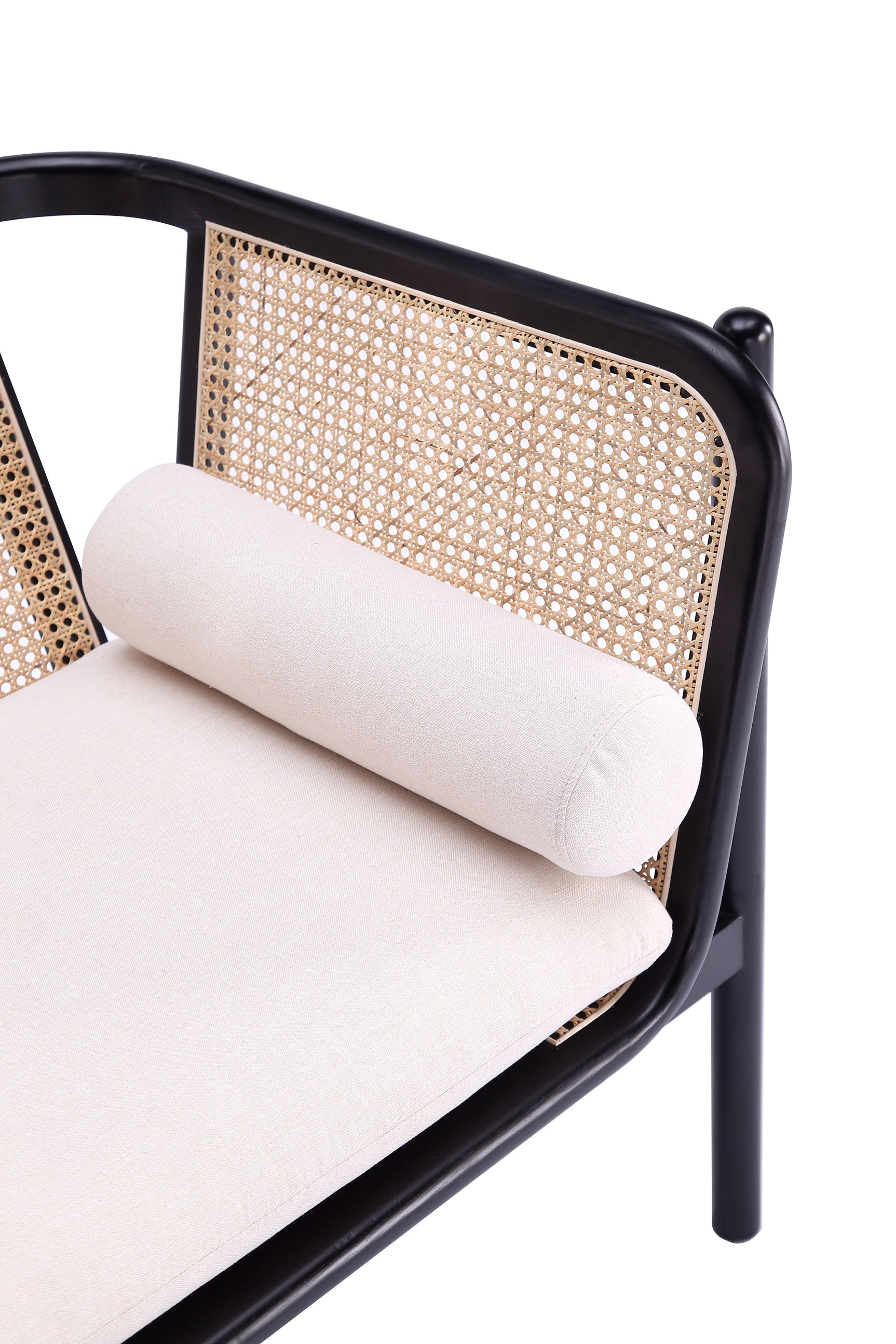 Versailles Accent Chair in Black, Natural Cane and Cream - Ornate Home