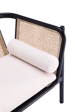 Versailles Accent Chair in Black, Natural Cane and Cream - Ornate Home