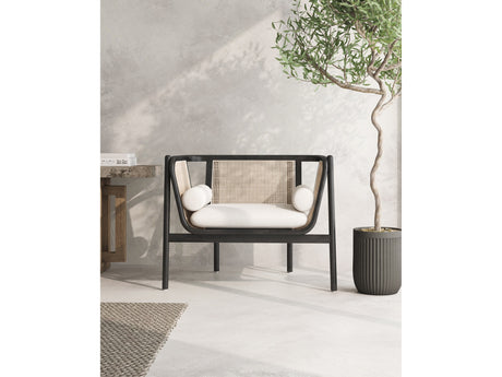 Versailles Accent Chair in Black, Natural Cane and Cream (set of 2) - Ornate Home