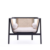 Versailles Accent Chair in Black, Natural Cane and Cream (set of 2) - Ornate Home