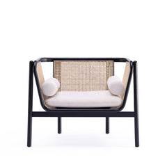 Versailles Accent Chair in Black, Natural Cane and Cream (set of 2) - Ornate Home