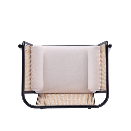 Versailles Accent Chair in Black, Natural Cane and Cream (set of 2) - Ornate Home