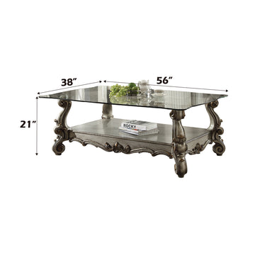 Versailles Antique Platinum & Clear Glass Coffee Table - Ornate Home