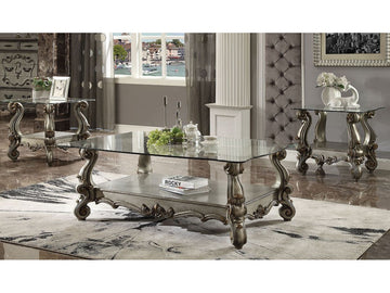 Versailles Antique Platinum & Clear Glass Coffee Table - Ornate Home