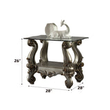 Versailles Antique Platinum & Clear Glass End Table - Ornate Home