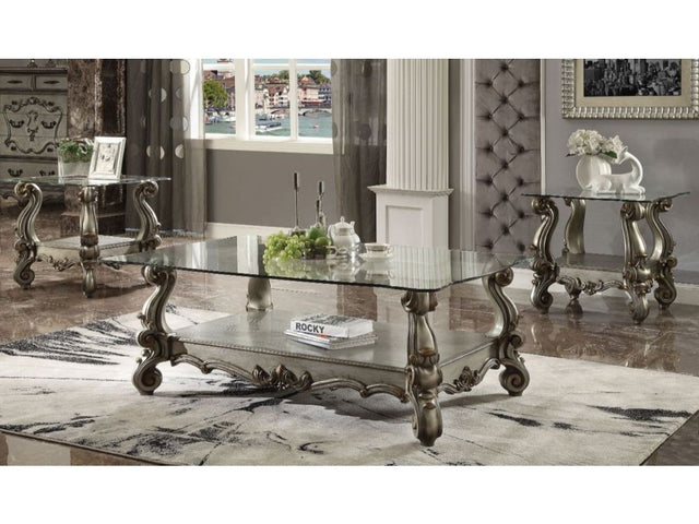 Versailles Antique Platinum & Clear Glass End Table - Ornate Home