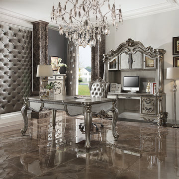 Versailles Antique Platinum Computer Desk & Hutch - Ornate Home