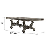 Versailles Antique Platinum Extension Dining Table w/ 2 Removable Leaves - Ornate Home