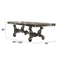 Versailles Antique Platinum Extension Dining Table w/ 2 Removable Leaves - Ornate Home