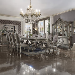Versailles Antique Platinum Extension Dining Table w/ 2 Removable Leaves - Ornate Home