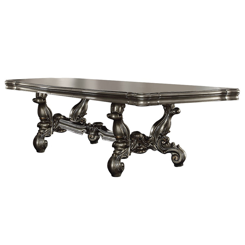 Versailles Antique Platinum Extension Dining Table w/ 2 Removable Leaves - Ornate Home