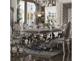 Versailles Antique Platinum Extension Dining Table w/ 2 Removable Leaves - Ornate Home