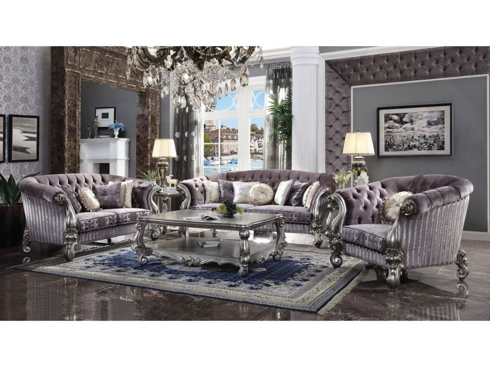 Versailles Antique Platinum Sofa w/ 7 Pillows - Ornate Home