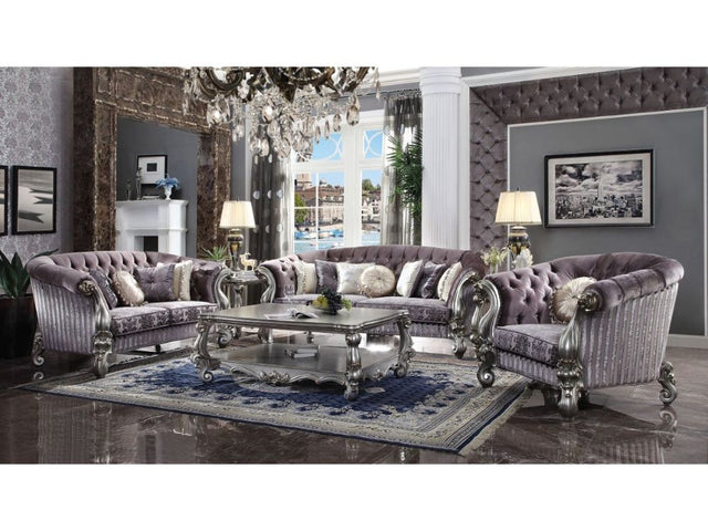 Versailles Antique Platinum Sofa w/ 7 Pillows - Ornate Home