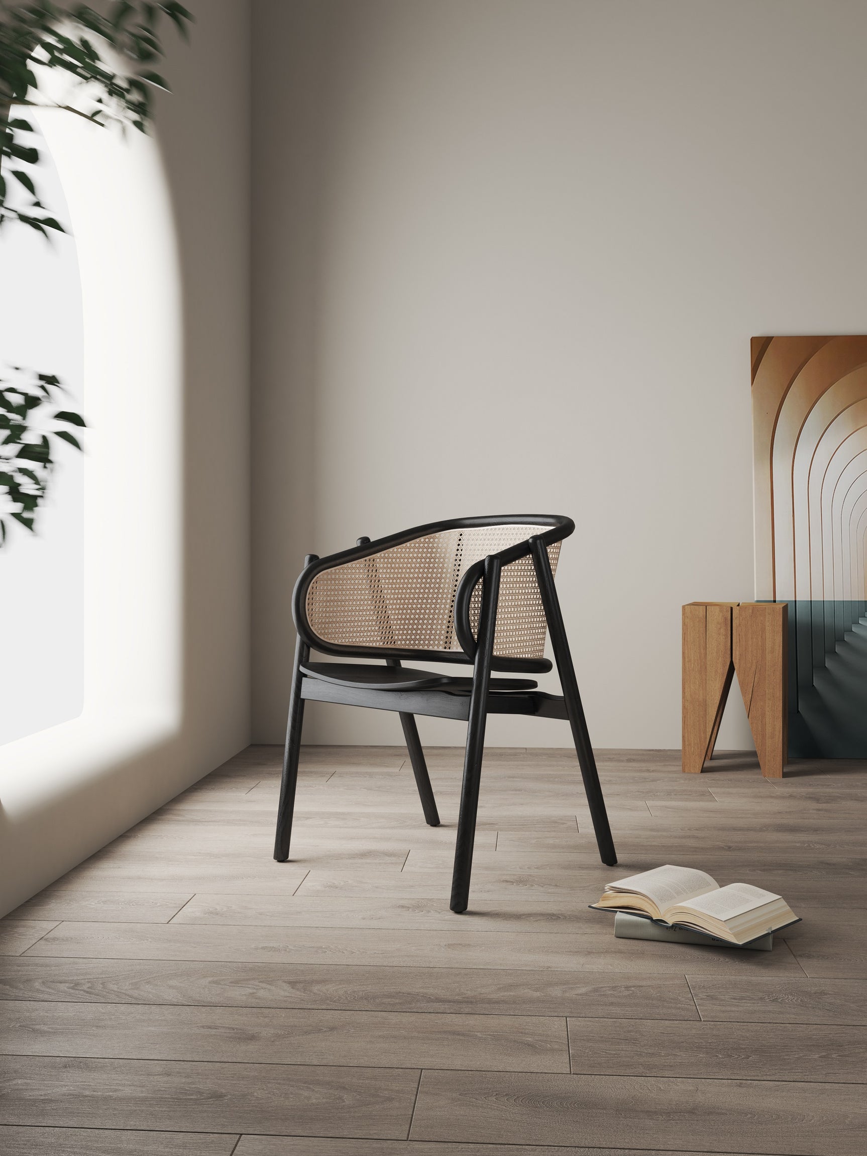 Versailles Armchair in Black and Natural Cane - Ornate Home