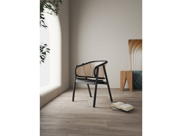 Versailles Armchair in Black and Natural Cane (set of 2) - Ornate Home