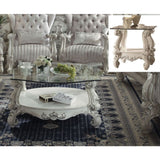 Versailles Bone White & Clear Glass Coffee Table - Ornate Home