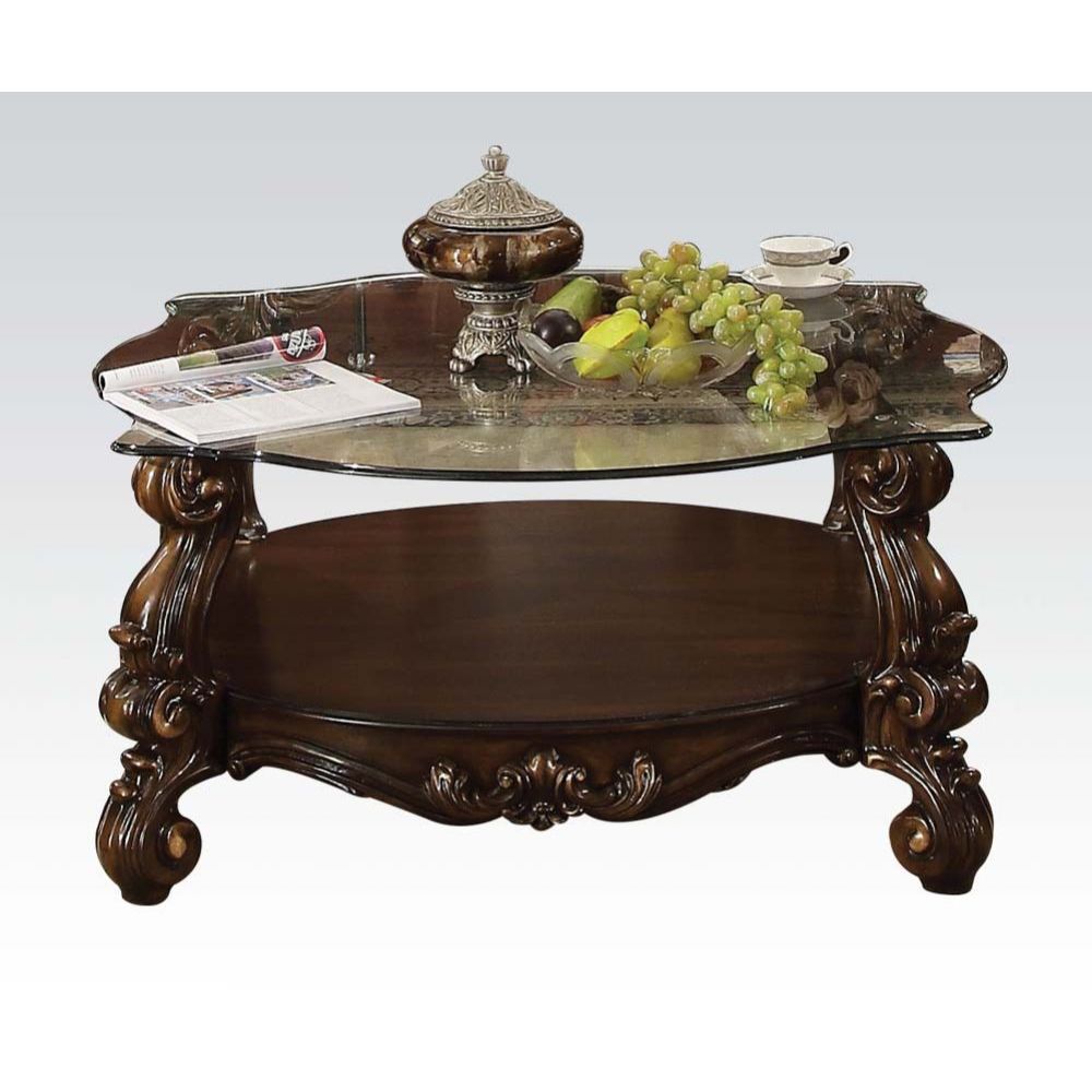 Versailles Cherry Oak & Clear Glass Coffee Table - Ornate Home