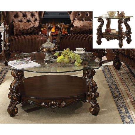 Versailles Cherry Oak & Clear Glass Coffee Table - Ornate Home