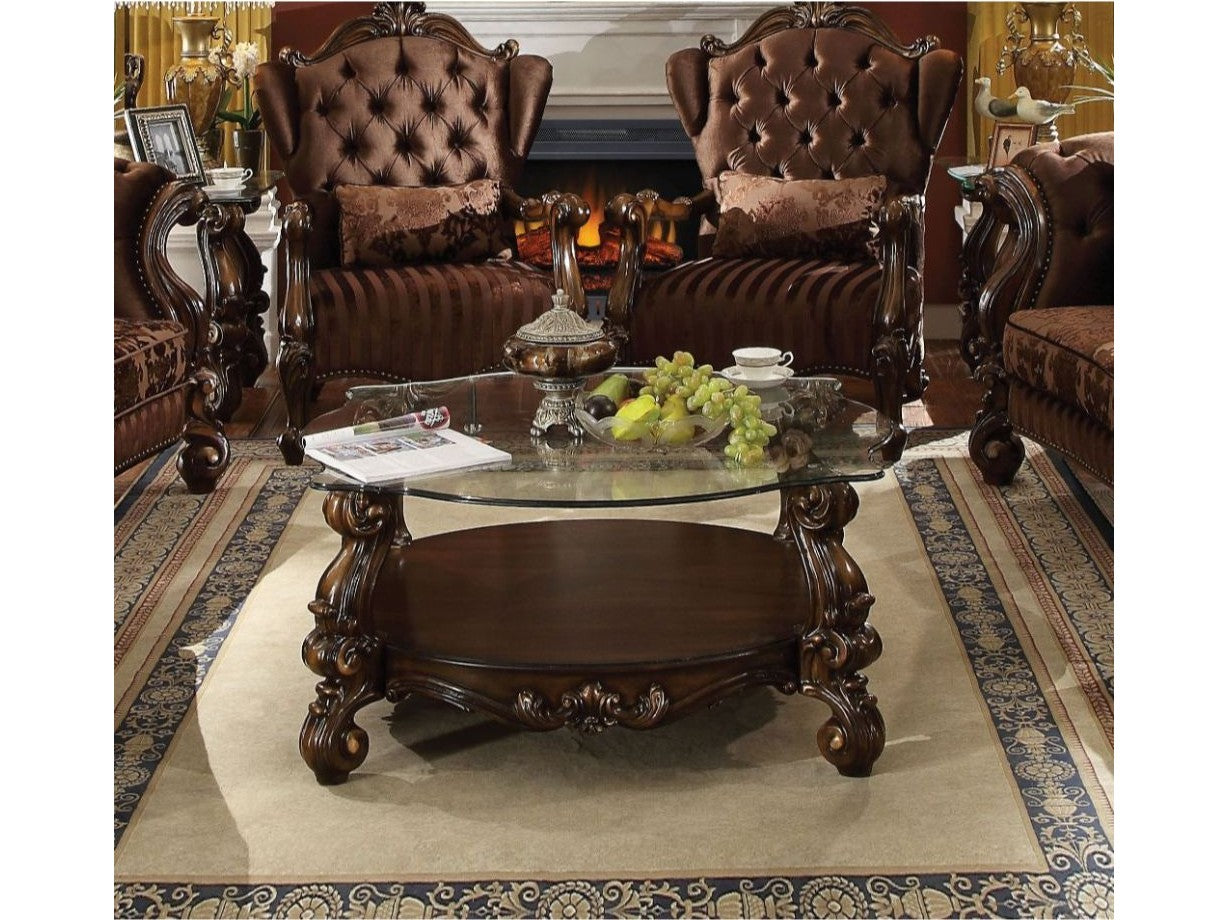 Versailles Cherry Oak & Clear Glass Coffee Table - Ornate Home