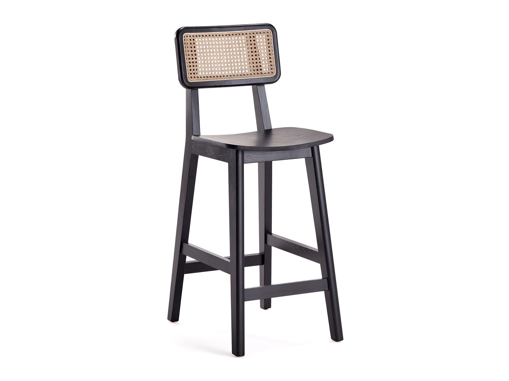 Versailles Counter Stool in Black and Natural Cane - Ornate Home