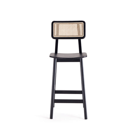 Versailles Counter Stool in Black and Natural Cane - Ornate Home